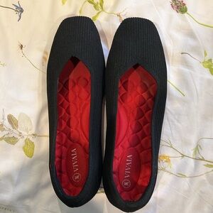 Women's Black Flats with red sole